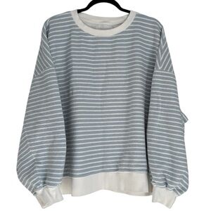 American Eagle Outfitters Blue and White Striped Crew Neck